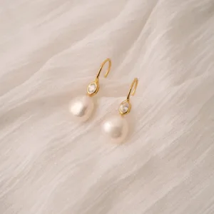 aros perla lily gold vermeil