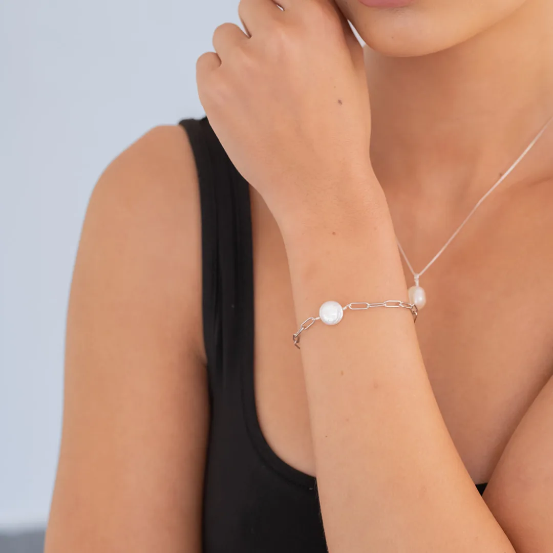 pulsera plata perla - Imagen 4